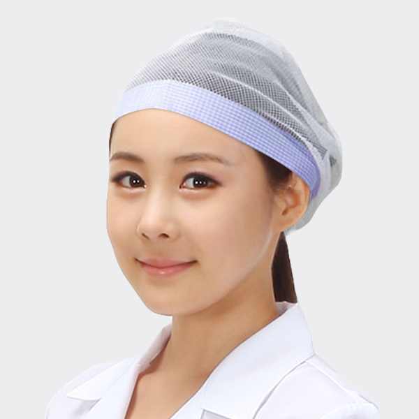 망사 머리끈 스카프 / 스카이블루체크