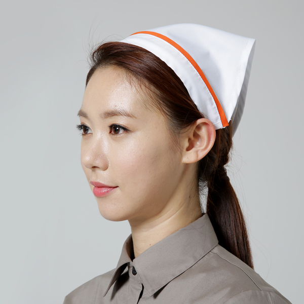머리띠 스카프 / 백오렌지줄
